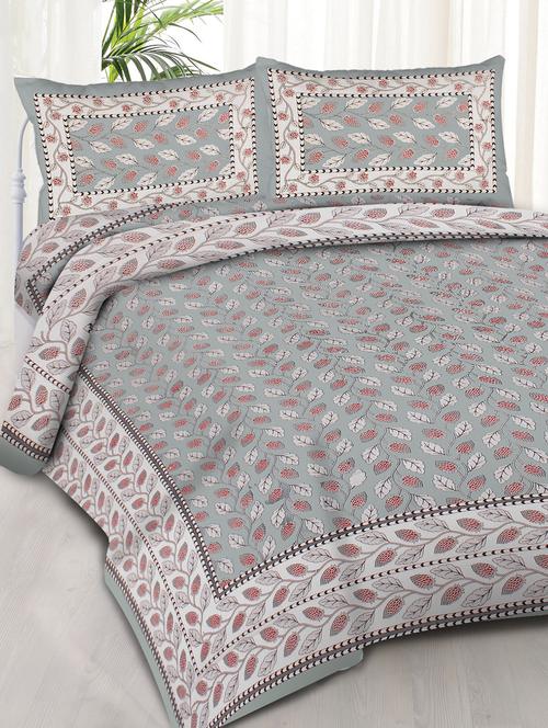 carry border printed 100% cotton pigment double bedsheet with pillow covers - 18477182 - Standard Image - 0