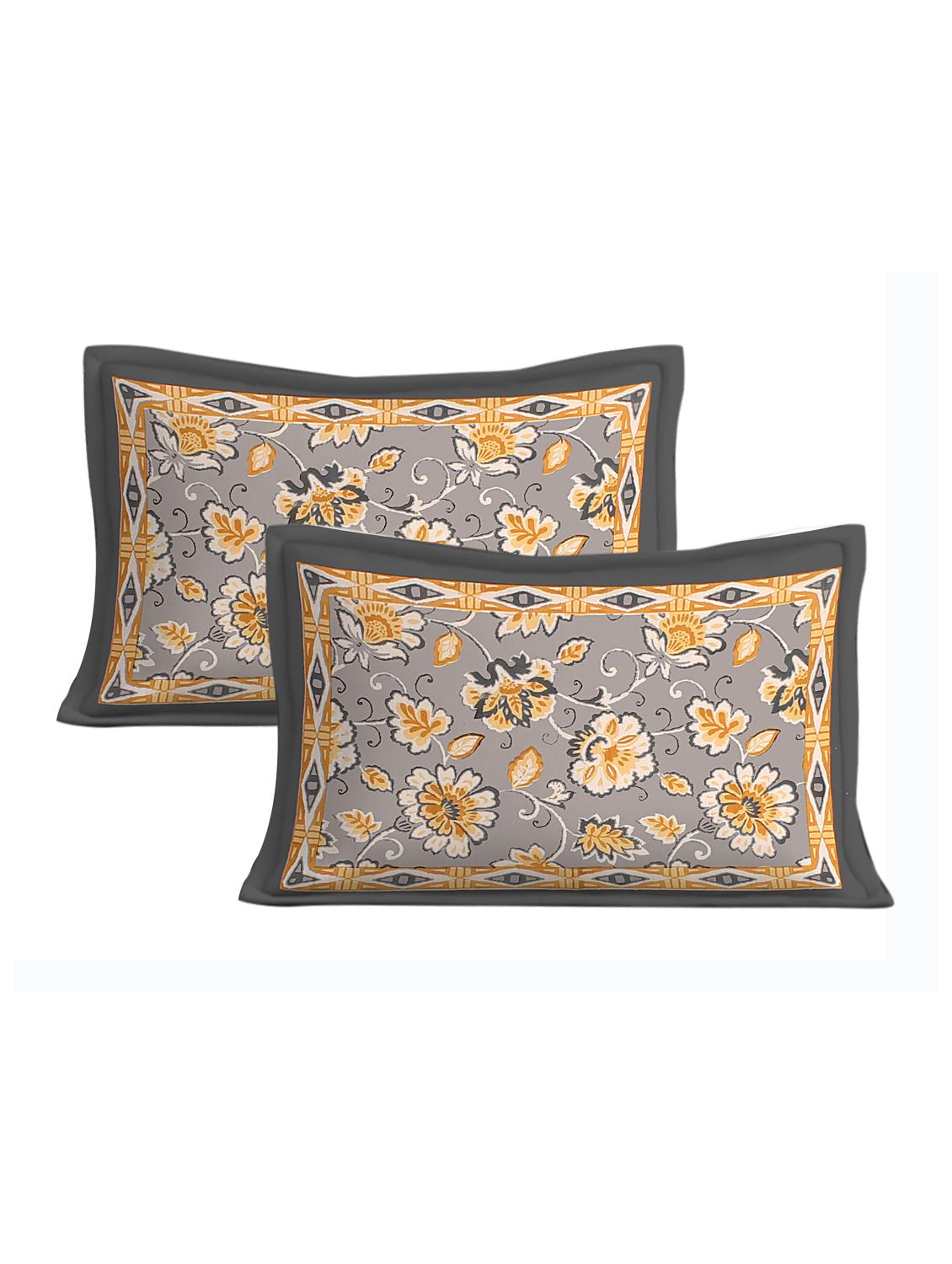 ikkat border printed 100% cotton pigment double bedsheet with pillow covers - 18477194 - Standard Image - 3