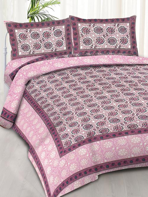 kalamkari buta printed 100% cotton pigment double bedsheet with pillow covers - 18477205 - Standard Image - 0
