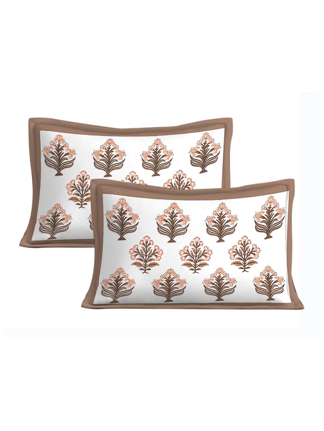 motifs printed 100% cotton pigment double bedsheet with pillow-brown colour - 18477207 - Standard Image - 3