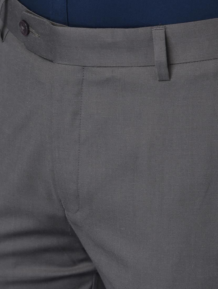 grey solid formal trouser - 18477376 - Standard Image - 5
