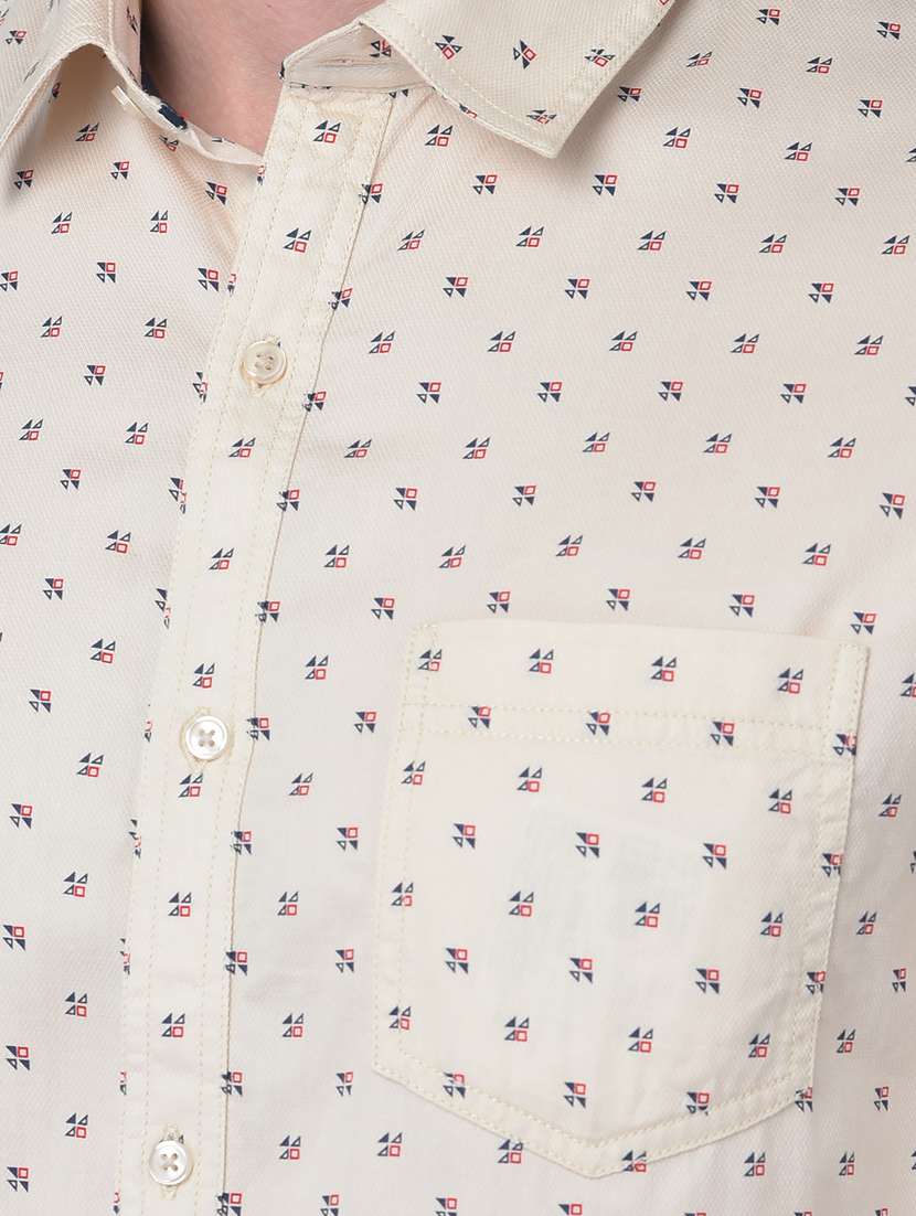 cream printed casual shirt - 18477393 -  Standard Image - 5
