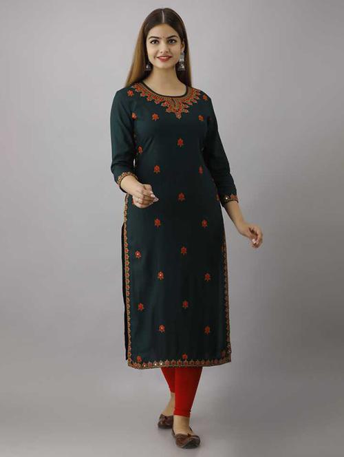 embroidered straight kurta - 18477986 - Standard Image - 0