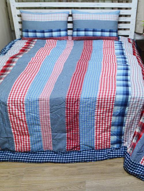 r home patchwork double bed quilt with 2 pillow covers, multicolor, light weight, warm and high quality fiber. - 18478726 - Standard Image - 0