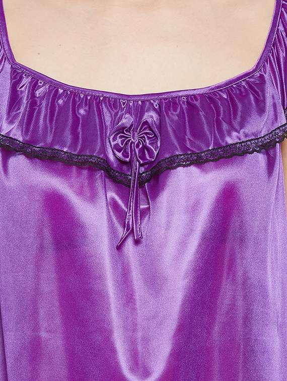 women solid color viscose nighty - 18478841 - Standard Image - 3
