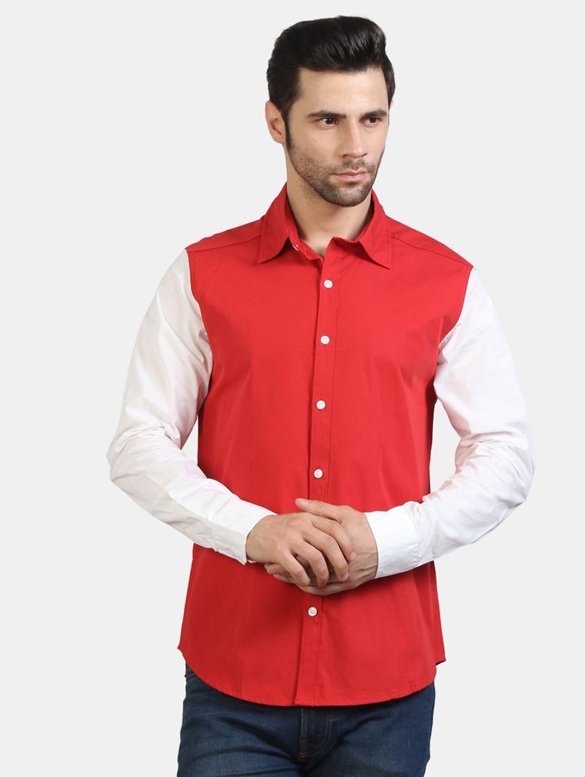 red color-blocked casual shirt - 18478930 - Zoom Image - 0