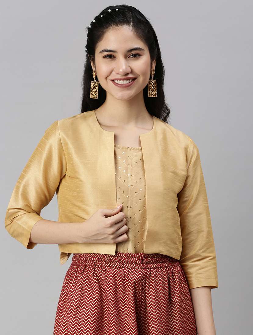 solid gold polyester jacket