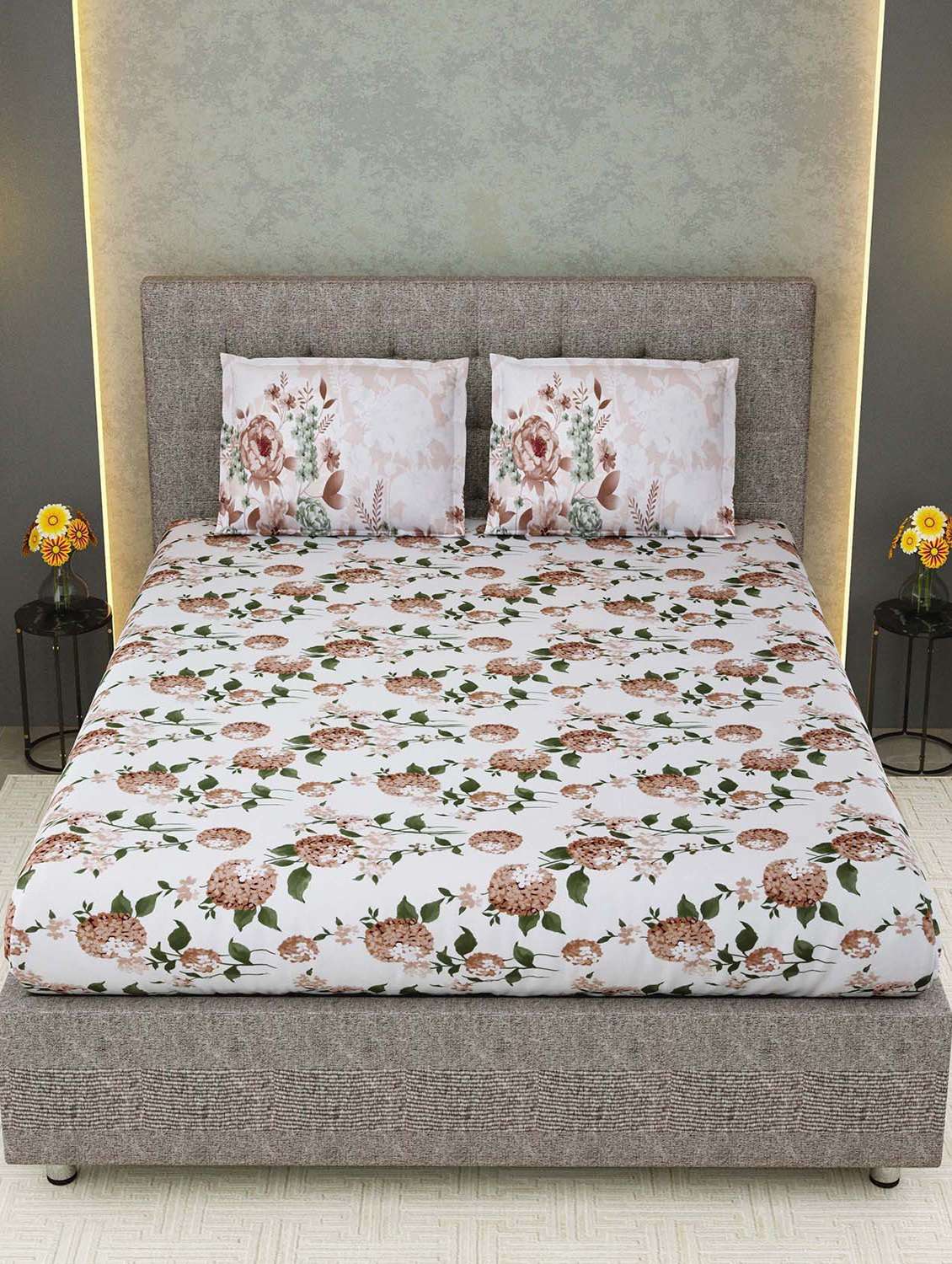 easygoods 320 tc king size bedsheet with 2 pillow covers | daisy