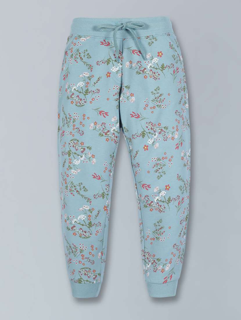 girls light blue printed jogger 