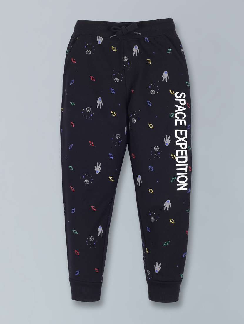boy navy blue printed jogger 