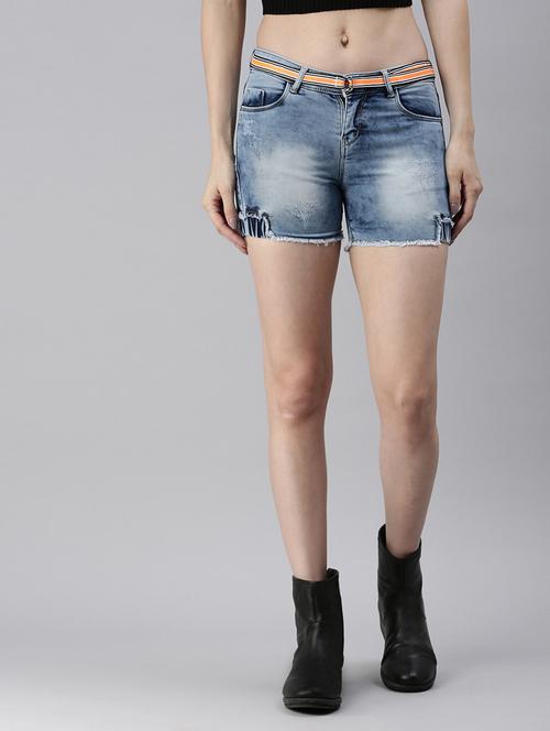 low rise washed shorts - 18479537 - Standard Image - 0