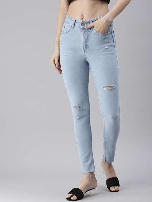 women's distress slim fit jeans - 18479593 - Standard Image - 0