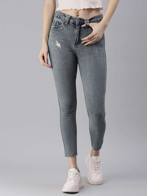 women's distress skinny fit jeans - 18479597 - Standard Image - 0