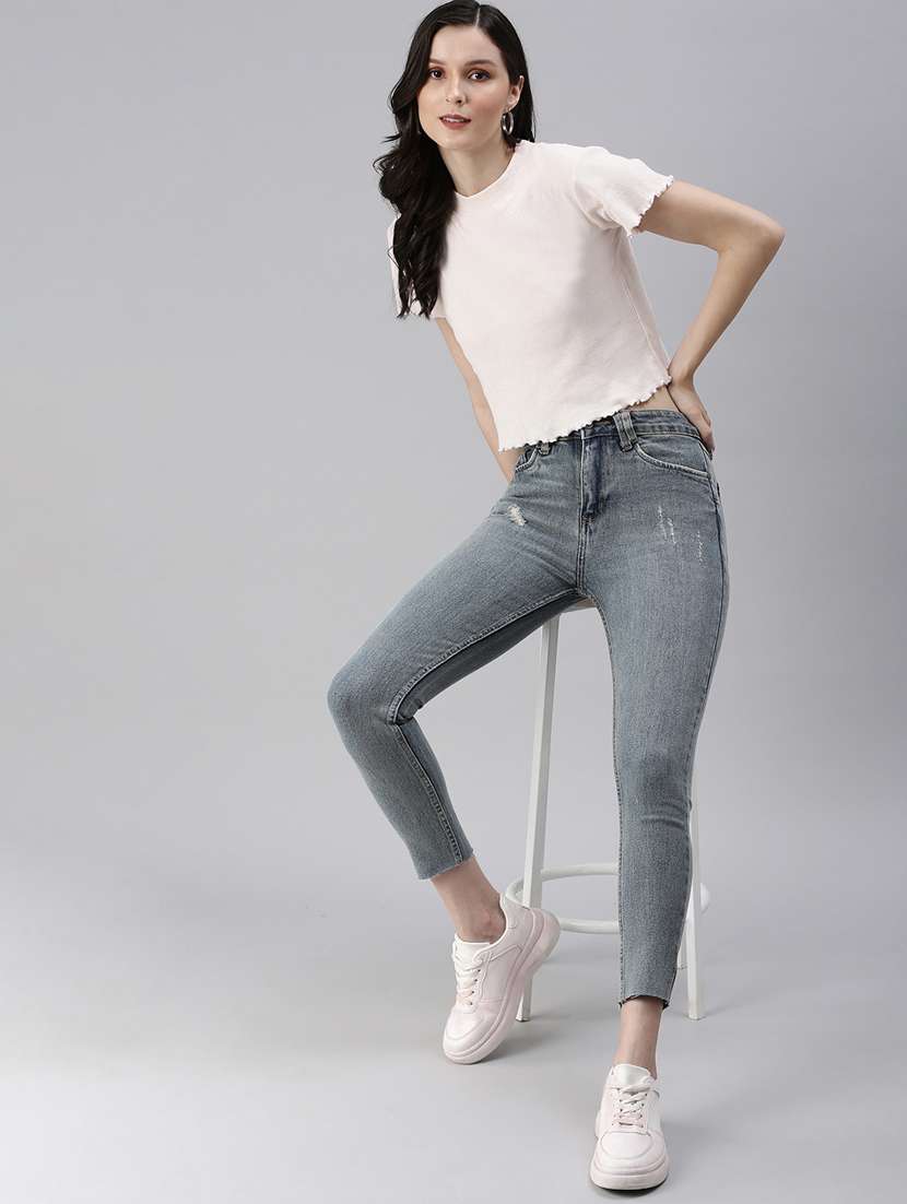 women's distress skinny fit jeans - 18479597 - Standard Image - 3