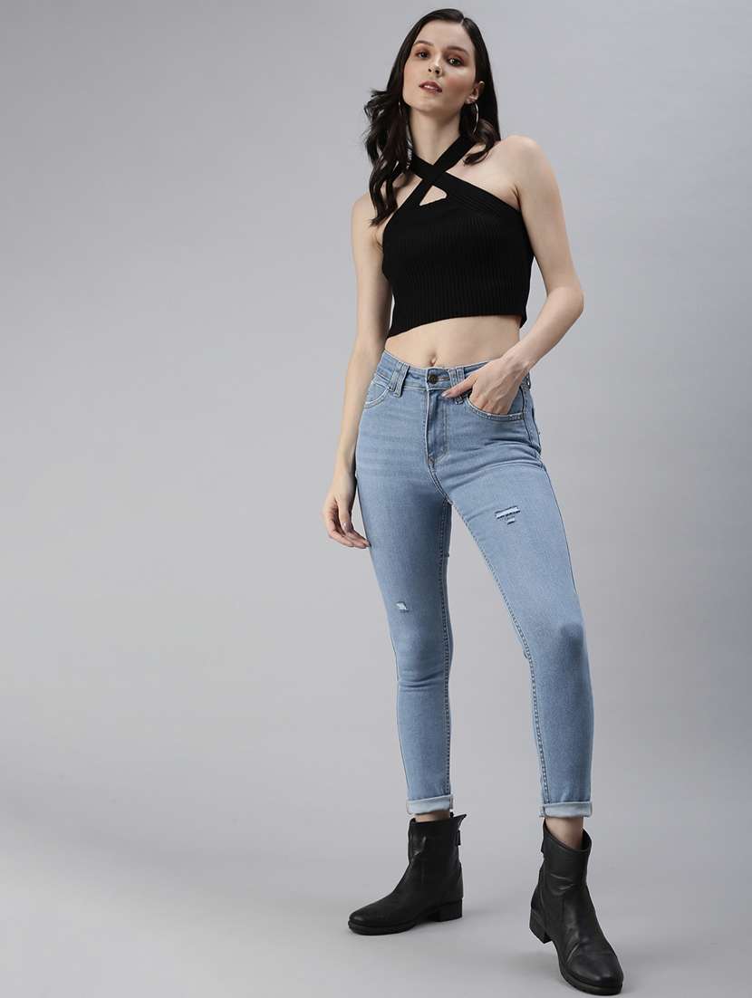 women's distress skinny fit jeans - 18479606 -  Standard Image - 3