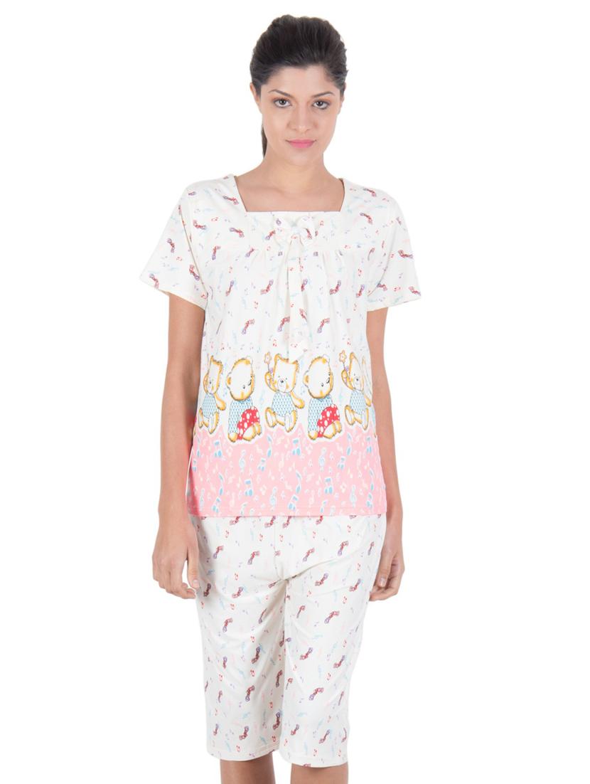 quirky printed nightwear capri set - 18479687 - Zoom Image - 0