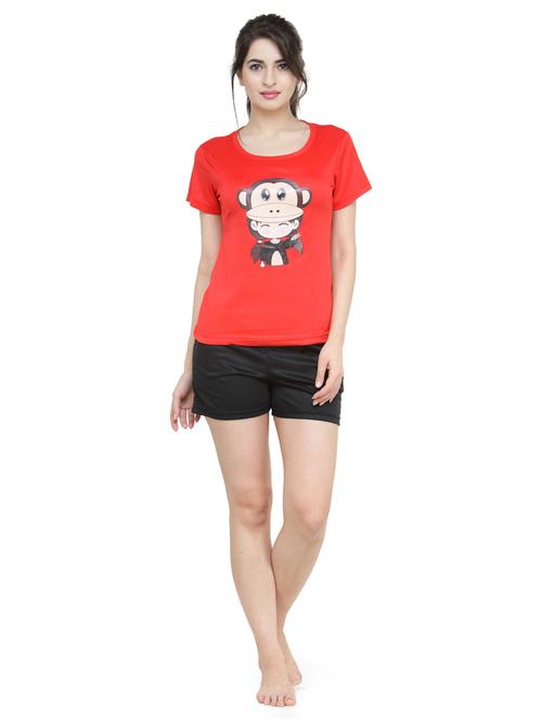 quirky printed nightwear shorts set - 18479696 - Standard Image - 0