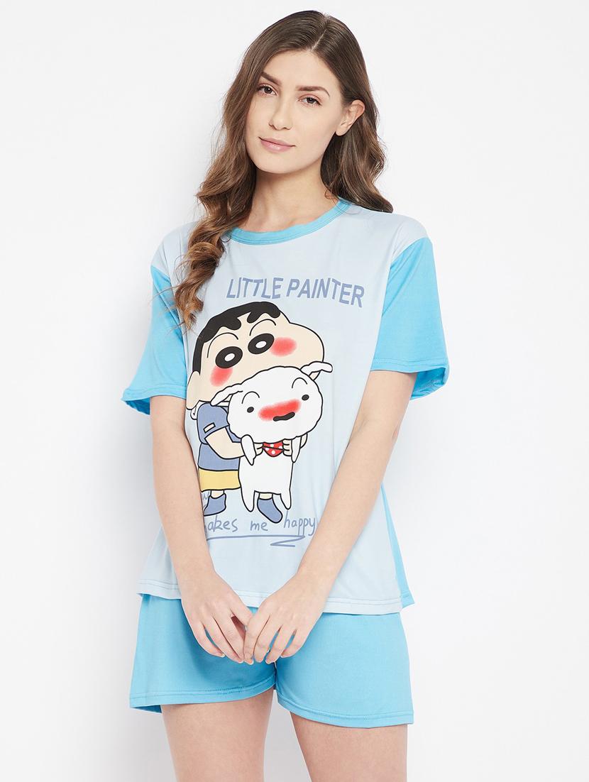 quirky printed nightwear combo - 18479725 - Standard Image - 3