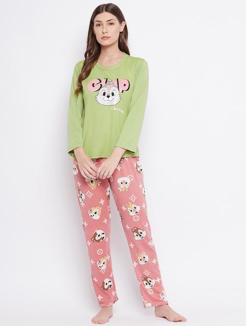 quirky printed nightwear pajama set - 18479737 - Standard Image - 0