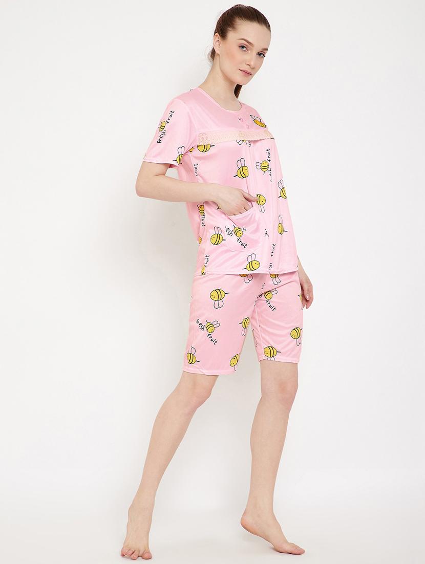 quirky printed nightwear shorts set - 18479753 - Standard Image - 3