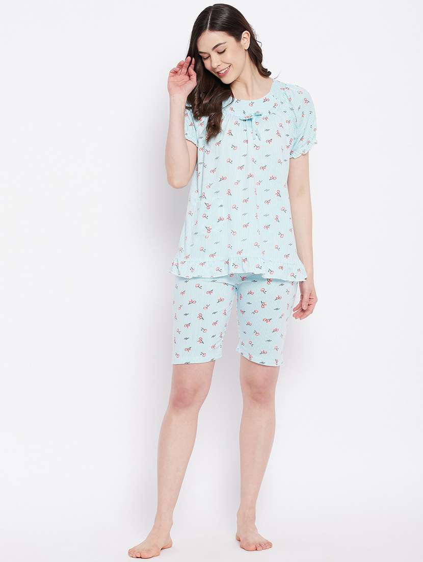 quirky printed nightwear shorts set - 18479754 - Standard Image - 3