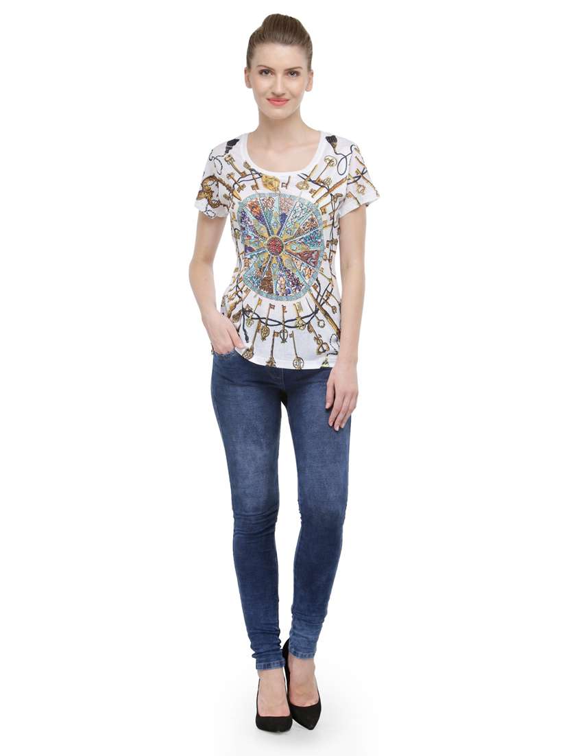women's all over print round neck t-shirt - 18479813 -  Standard Image - 3