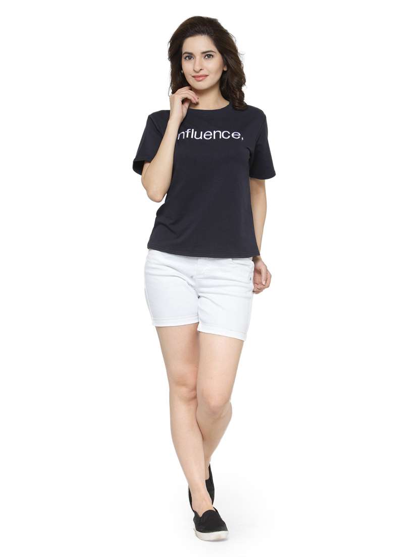 women's chest print round neck t-shirt - 18479831 -  Standard Image - 3