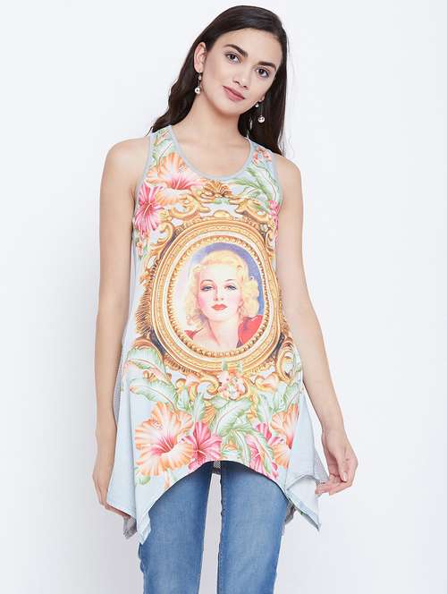 women's asymmetric round neck top - 18479885 - Standard Image - 0