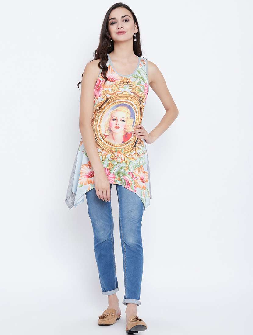 women's asymmetric round neck top - 18479885 - Standard Image - 3