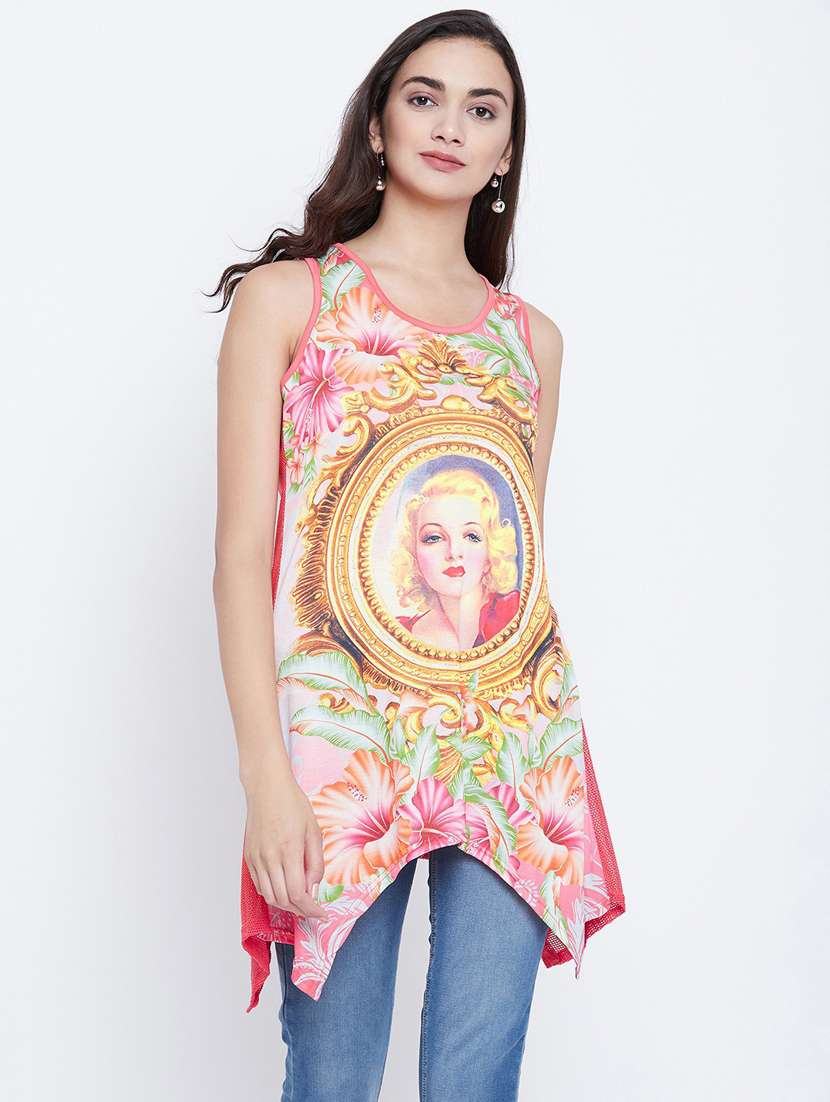 women's asymmetric round neck top
