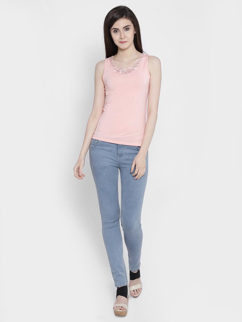 women's straight round neck top - 18479901 - Standard Image - 3