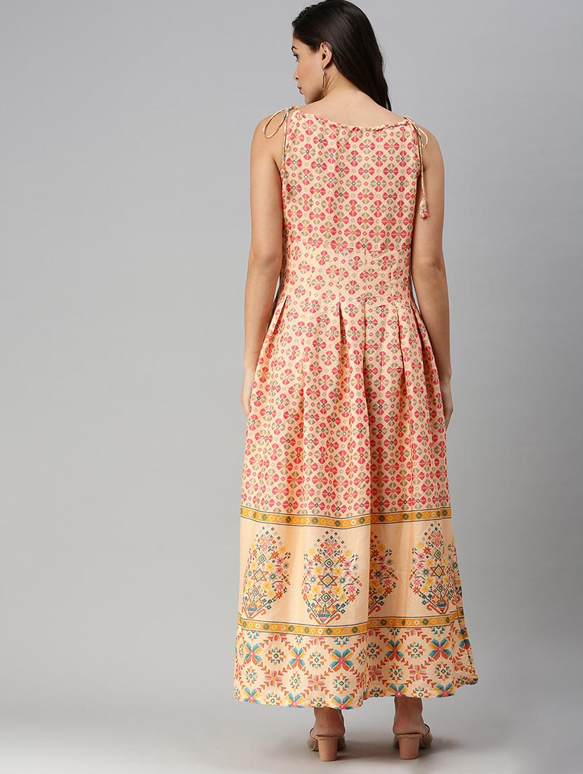 tie knot shoulder printed maxi dress - 18480198 - Standard Image - 3