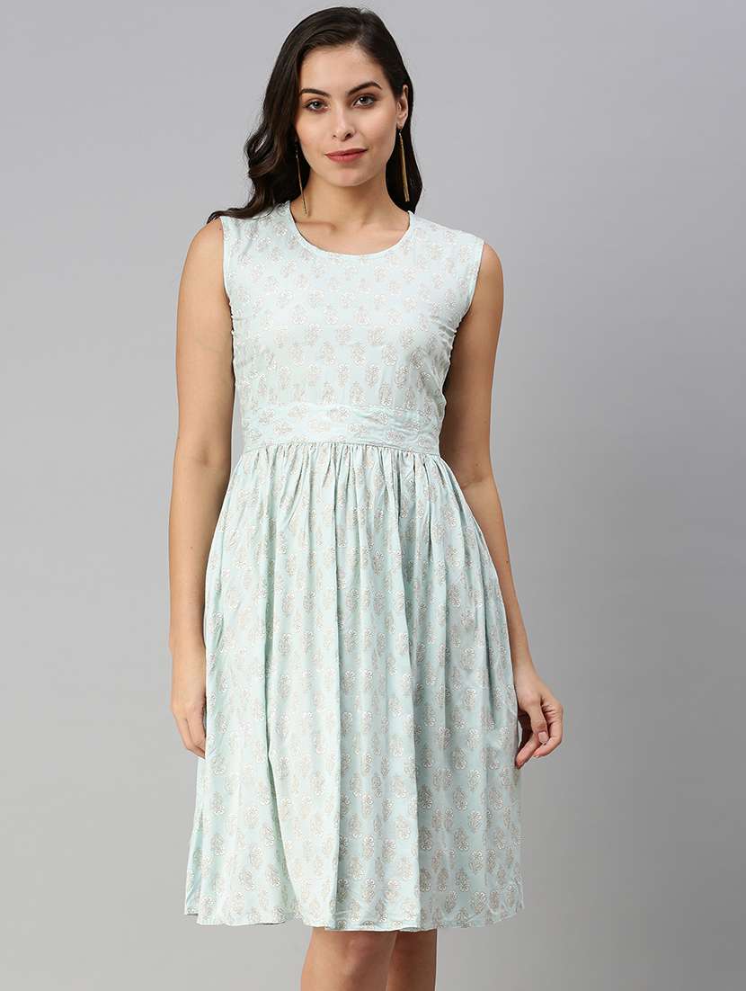 tie back floral flared dress