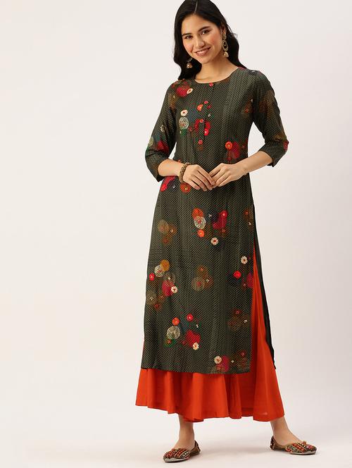 embroidered straight kurta - 18480678 -  Standard Image - 0