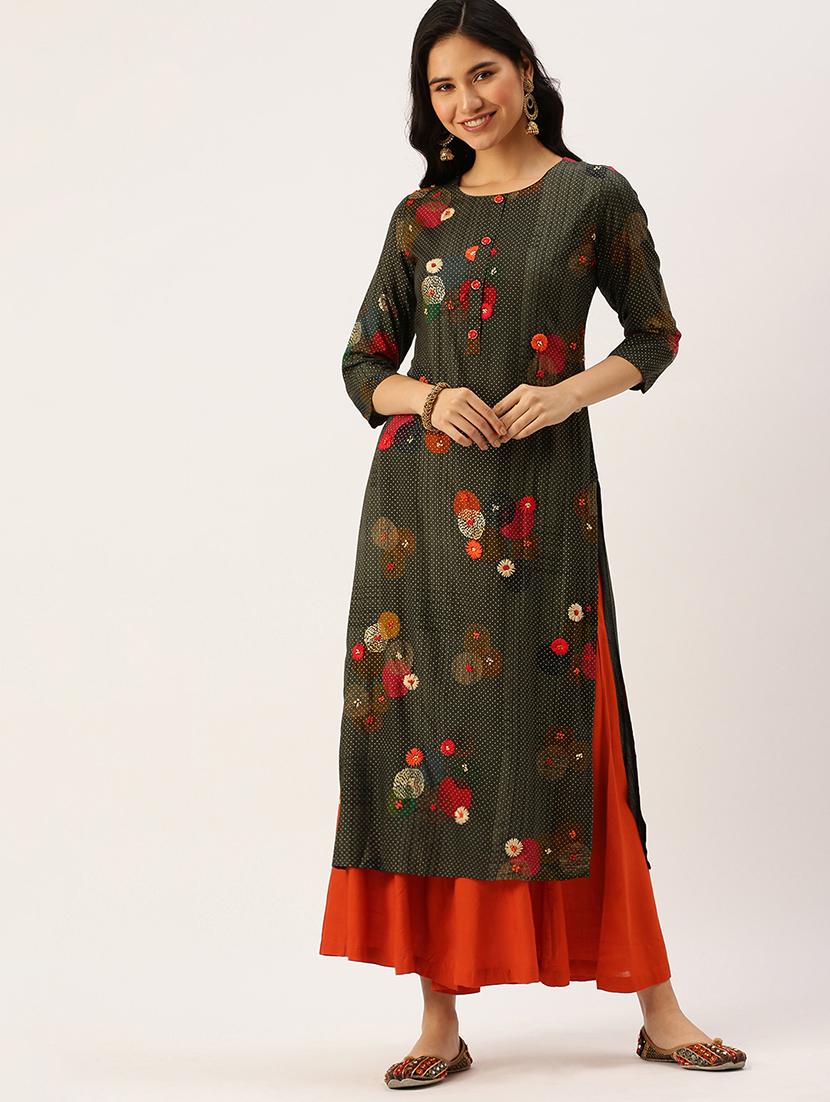 embroidered straight kurta - 18480678 -  Zoom Image - 0