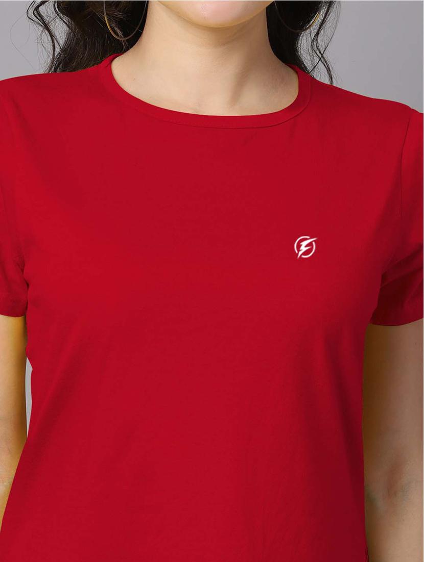 red round neck solid top - 18480861 - Standard Image - 5