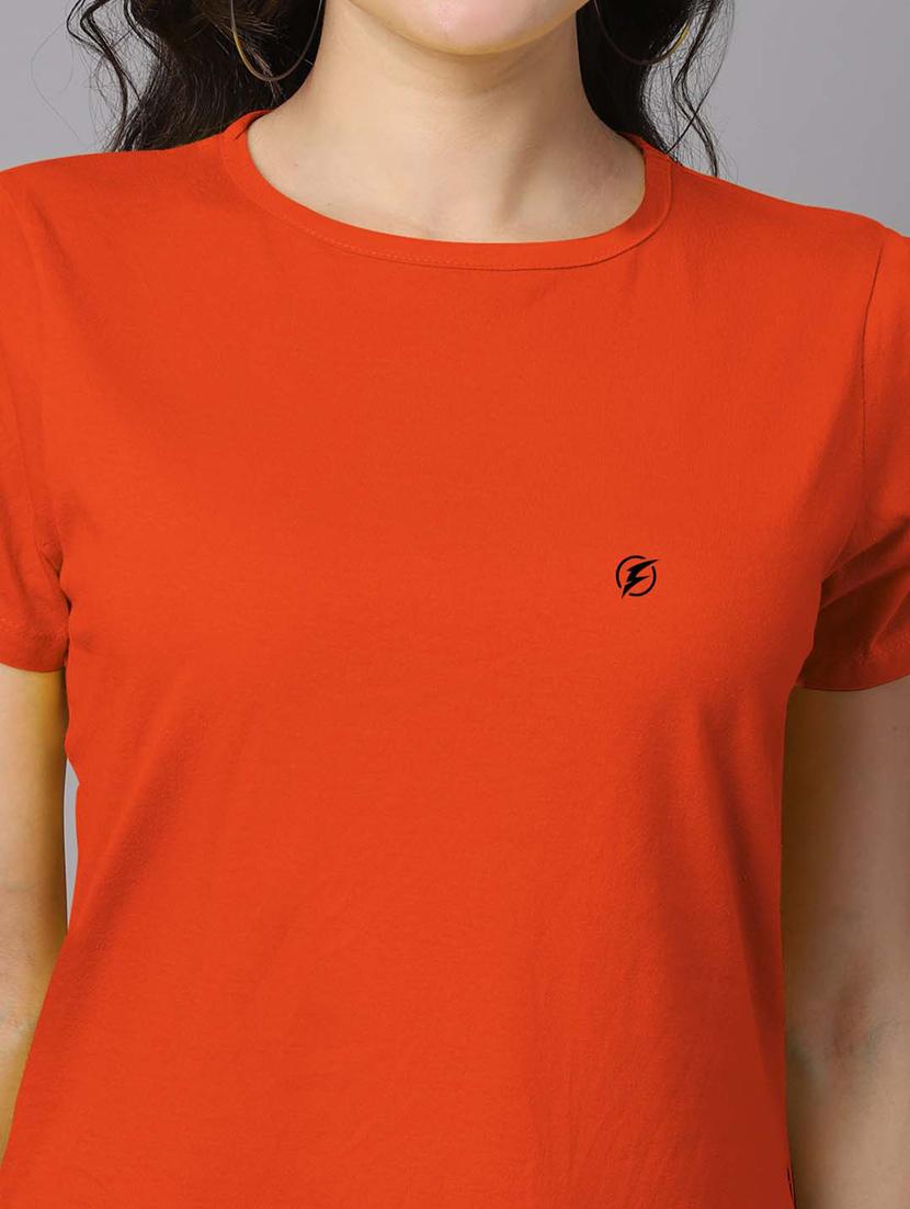 orange round neck solid t-shirt - 18480862 - Standard Image - 5