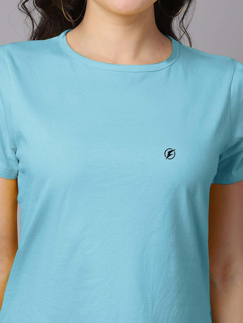 blue round neck solid t-shirt - 18480865 - Standard Image - 5