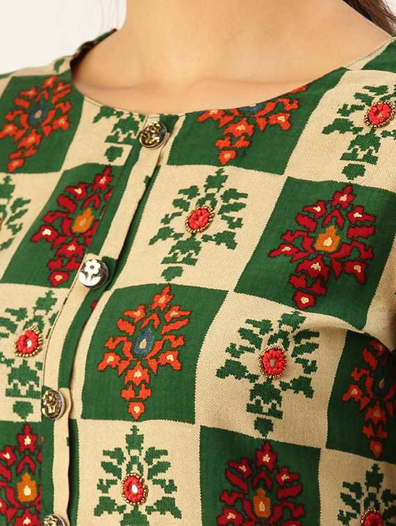 women printed round neck kurta palazzo set - 18480935 -  Standard Image - 3