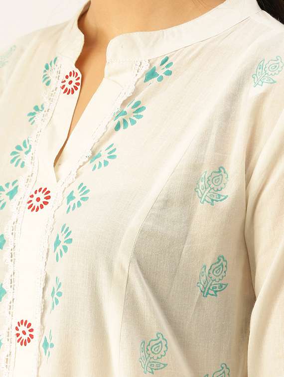 women paisley mandarin neck kurta palazzo set - 18480941 -  Standard Image - 3