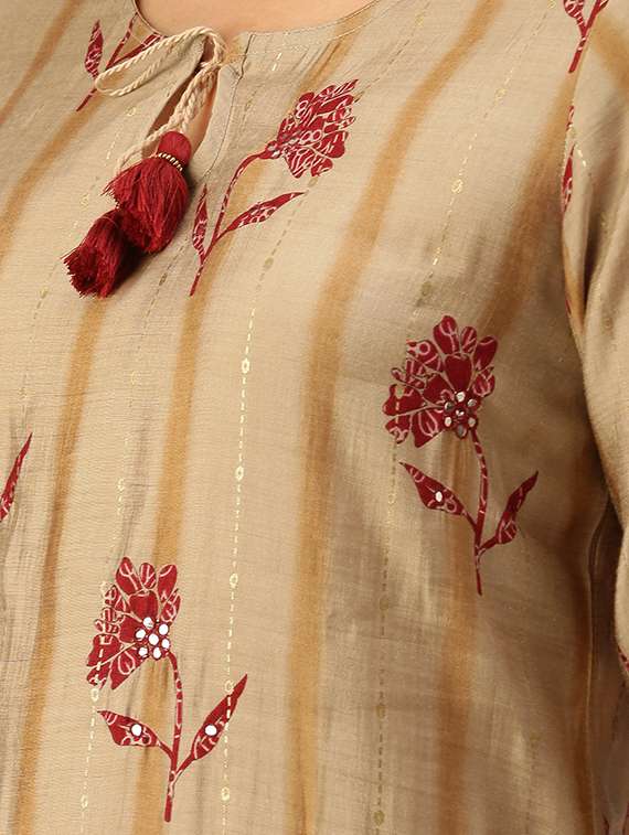 women three quarter sleeve kurta pant with dupatta set - 18480966 -  Standard Image - 3