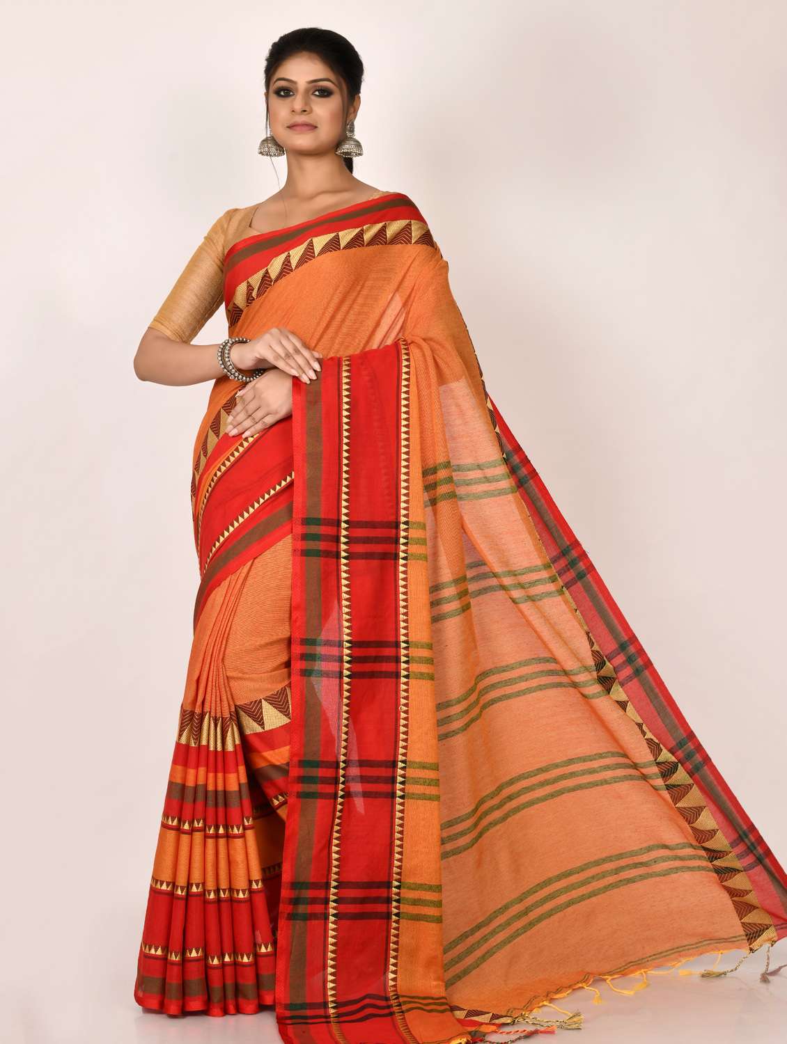 tassels detailed handloom saree with blouse