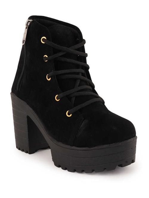 women solid lace up ankle boots - 18482155 - Standard Image - 0