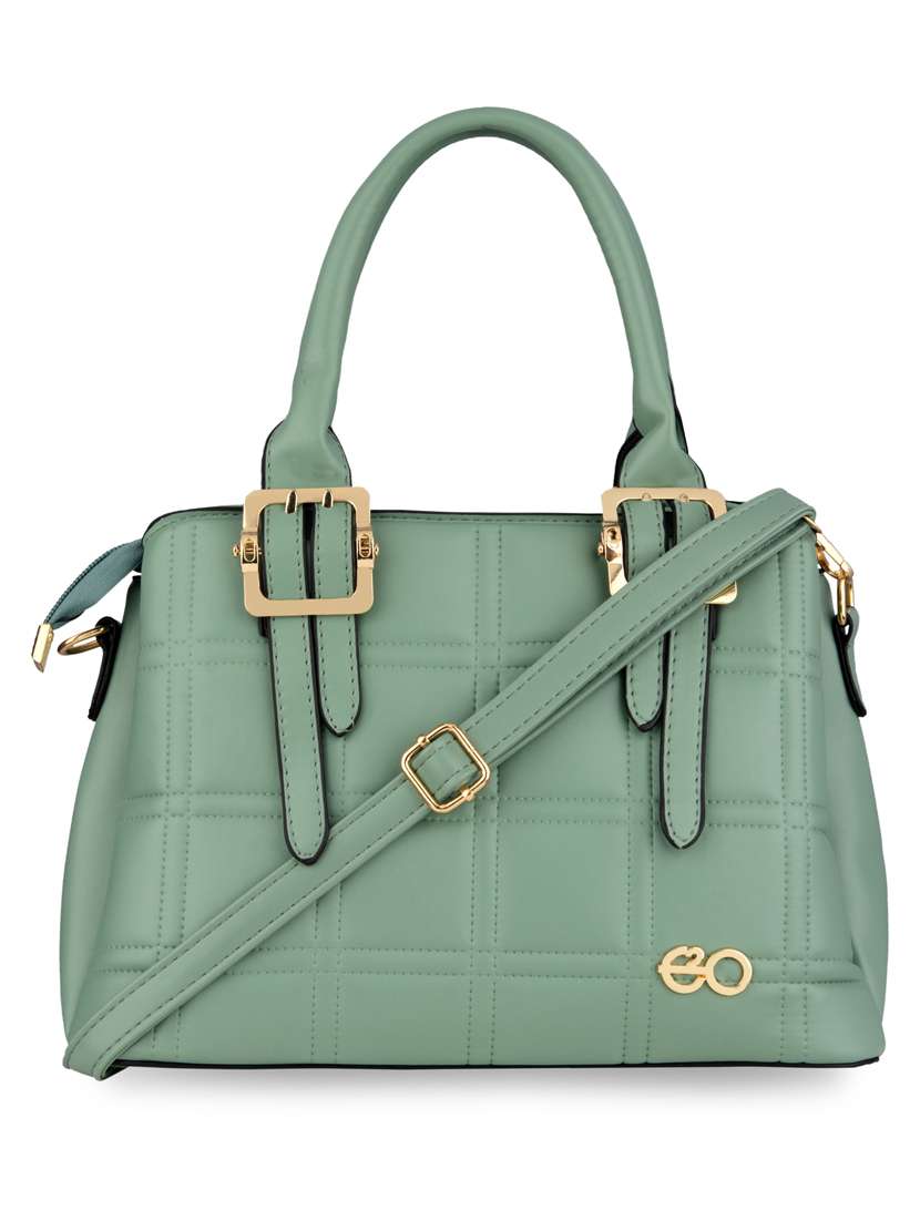 green textured regular handbag