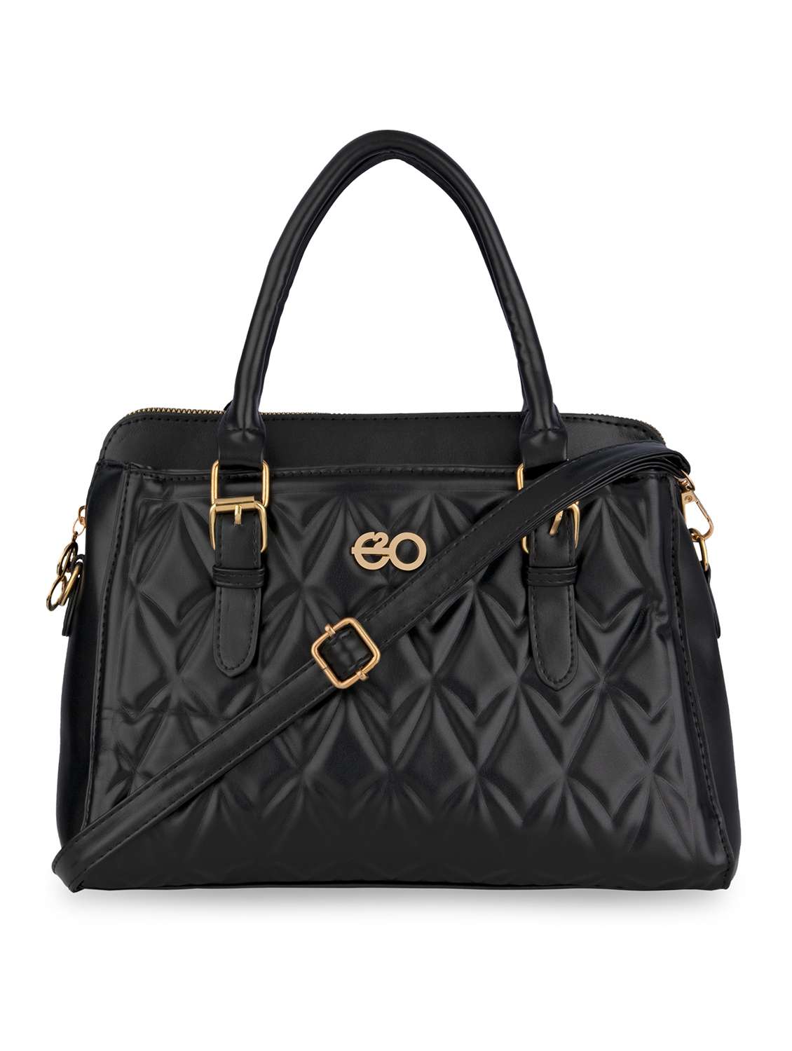 black textured regular handbag