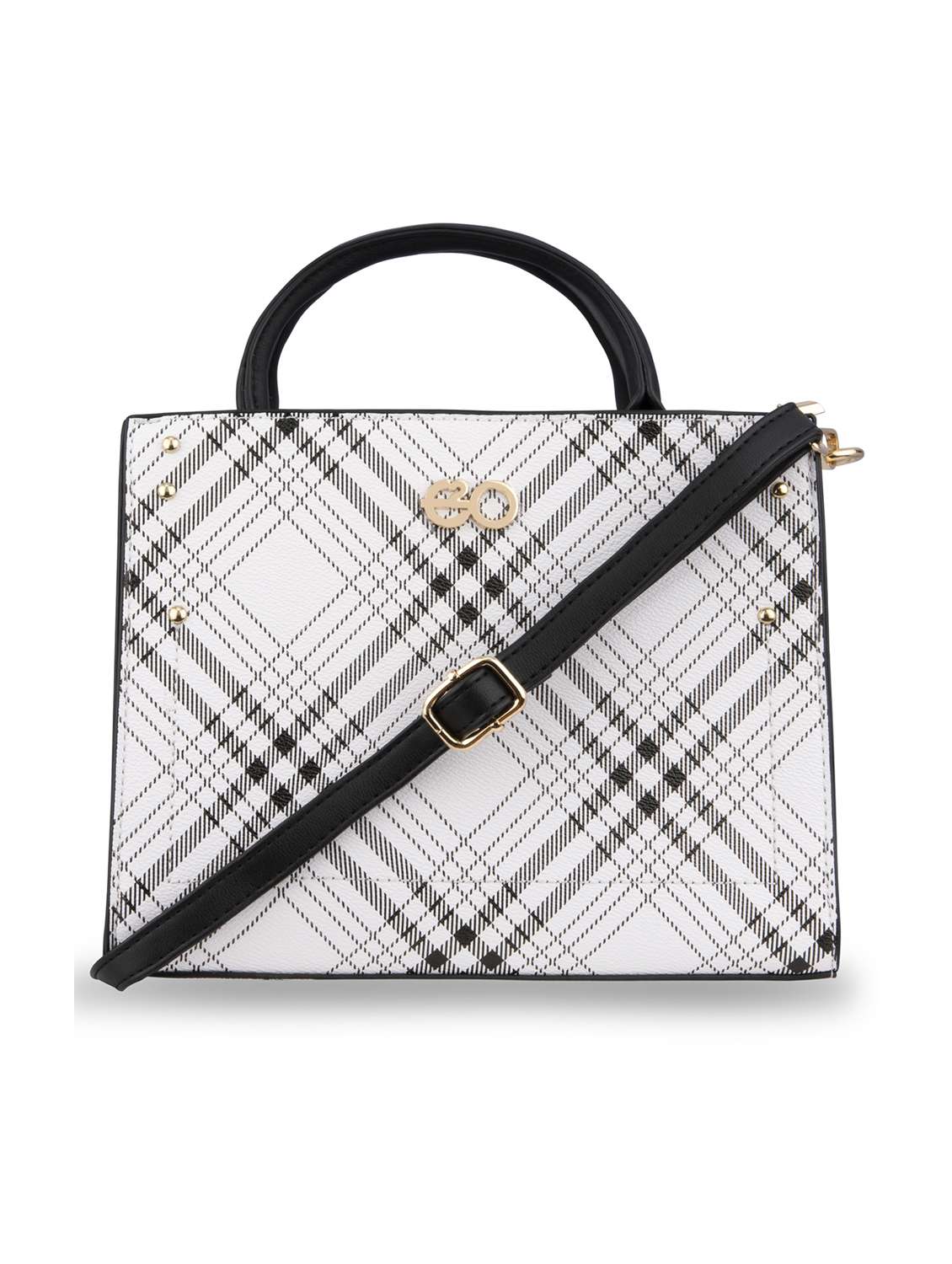 white checkered regular handbag