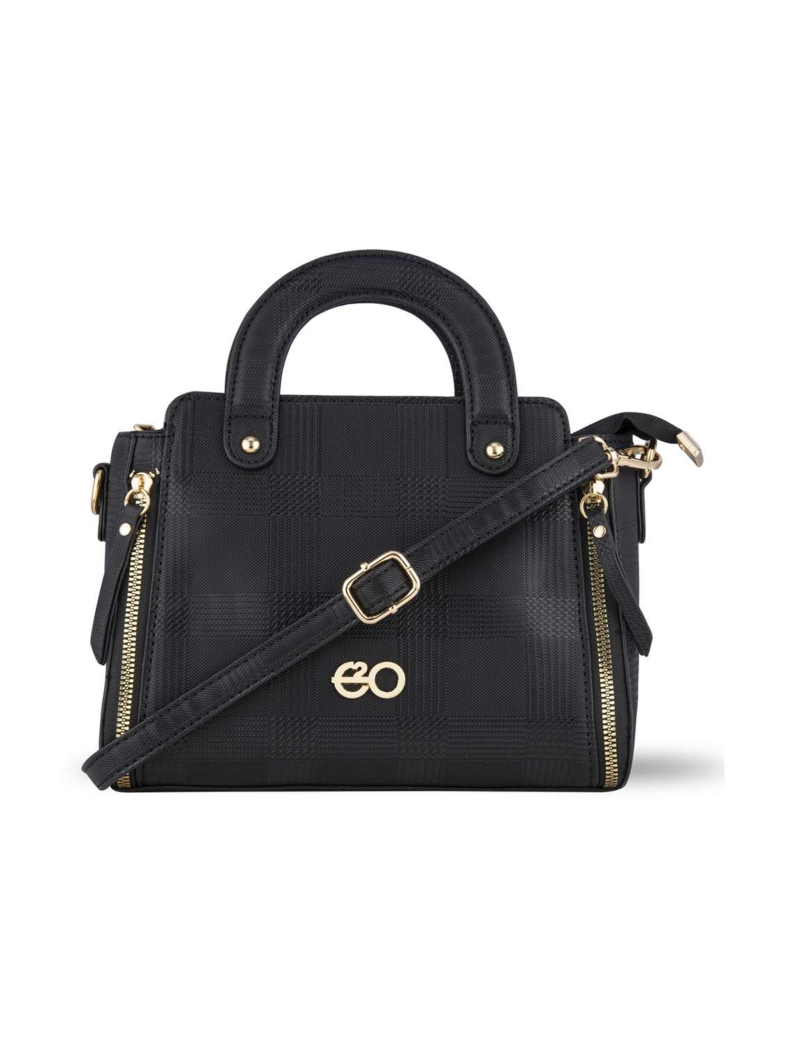 black textured regular handbag