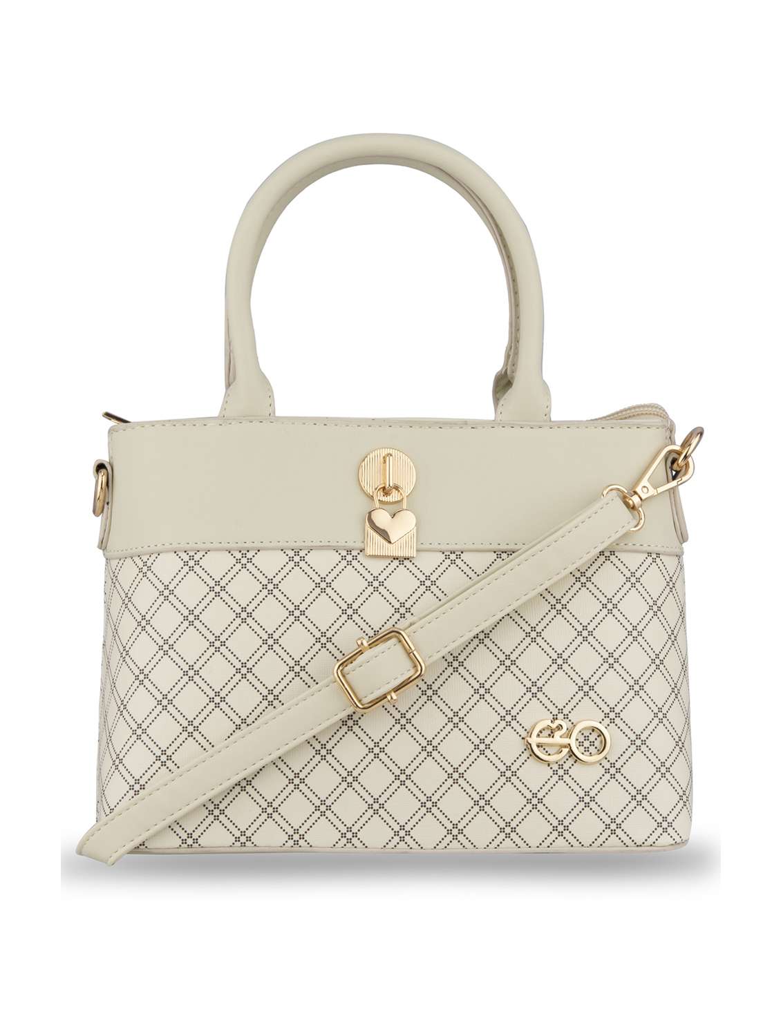 beige checkered regular handbag