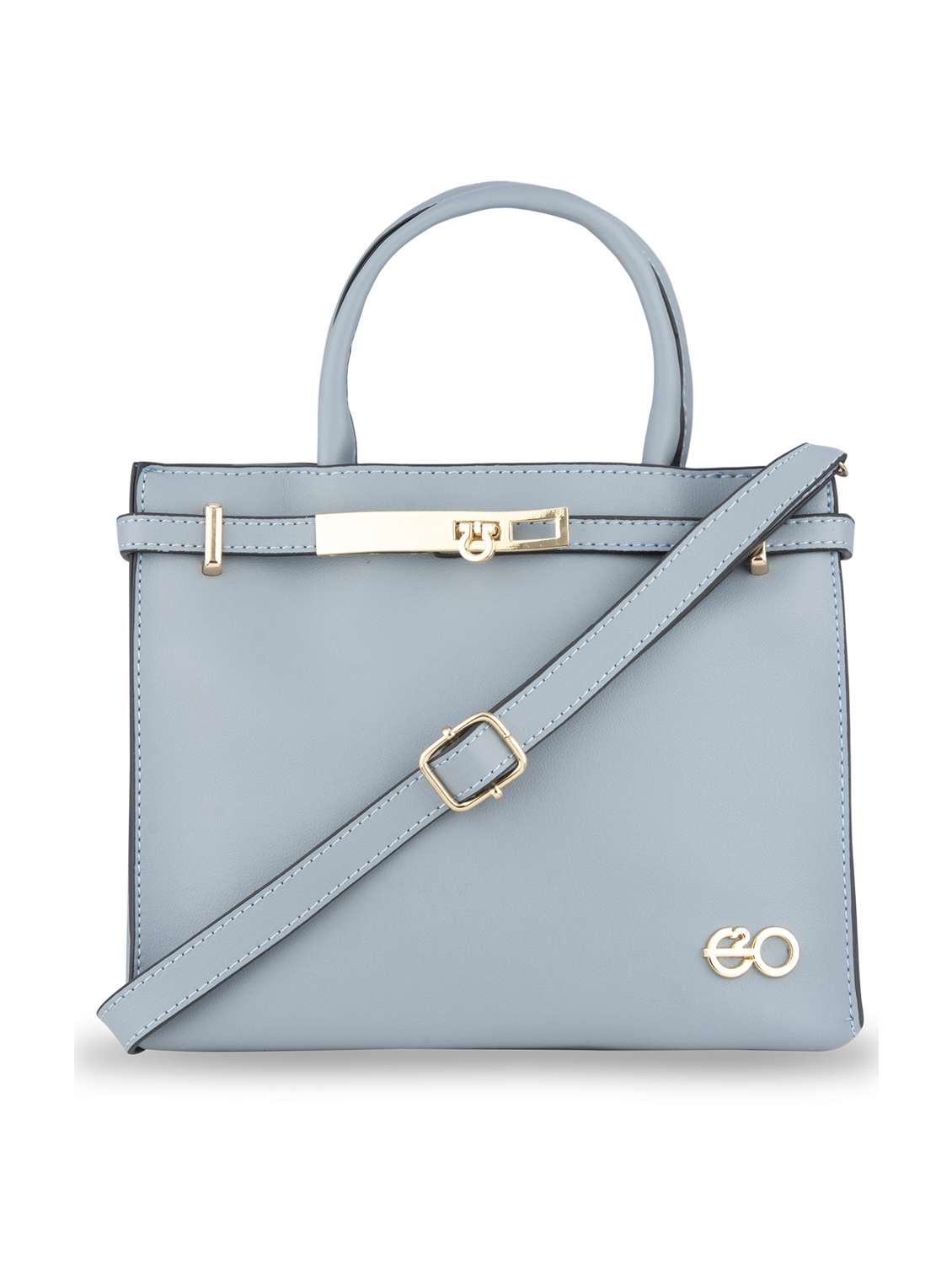light blue solid regular handbag