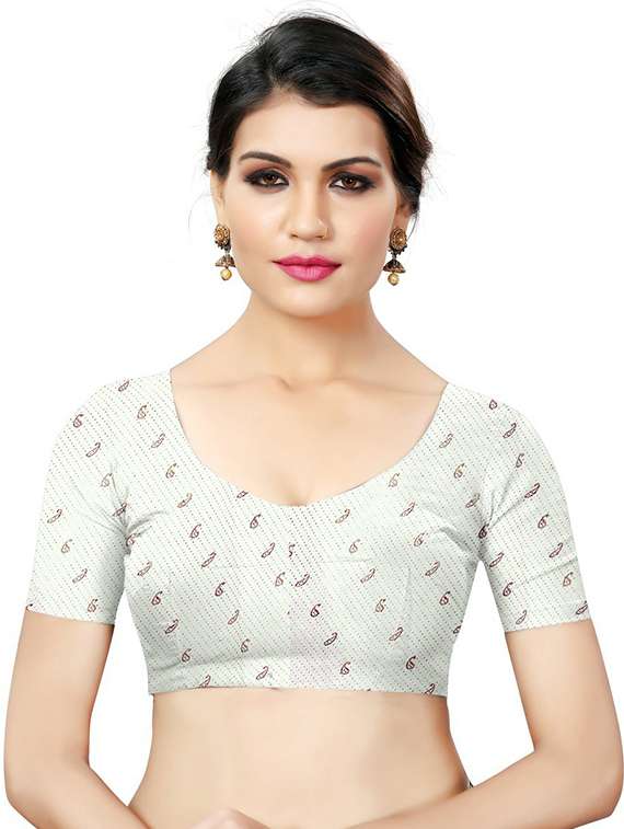 women's floral white colored saree with blouse - 18482492 - Standard Image - 3